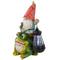 12.5" LED Solar Lighted Gnome & Frog Outdoor Garden Statue